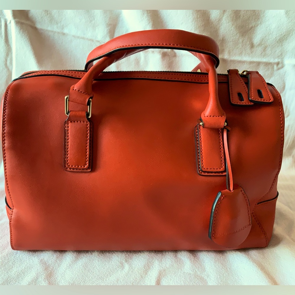 BCBG Max Azria “Audrey” top handle satchel handbag with Shoulderstrap in Orange.